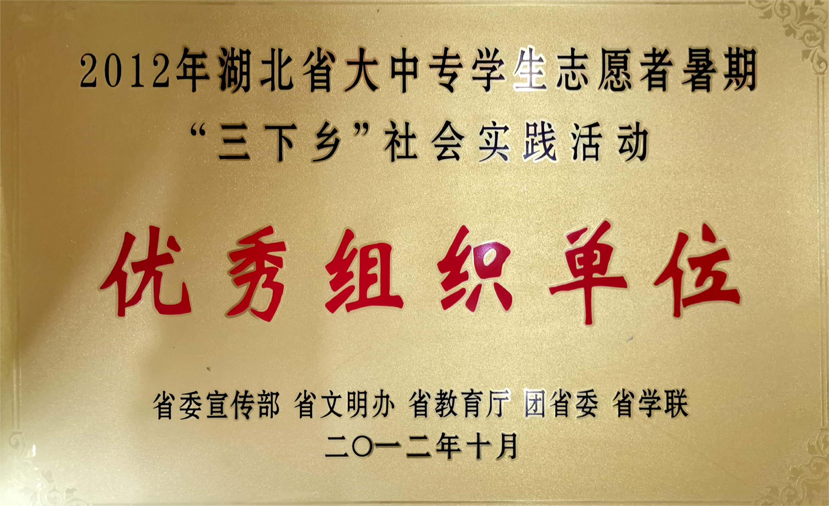 2012年湖北省大中专学生志愿者暑期“三下乡”社会实践活动优秀组织单位
